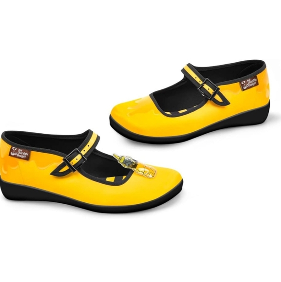 Hot Chocolate Design Chocolaticas Dark Gothic Canvas Women's Mary Jane Flat Shoe - Picture 2 of 7